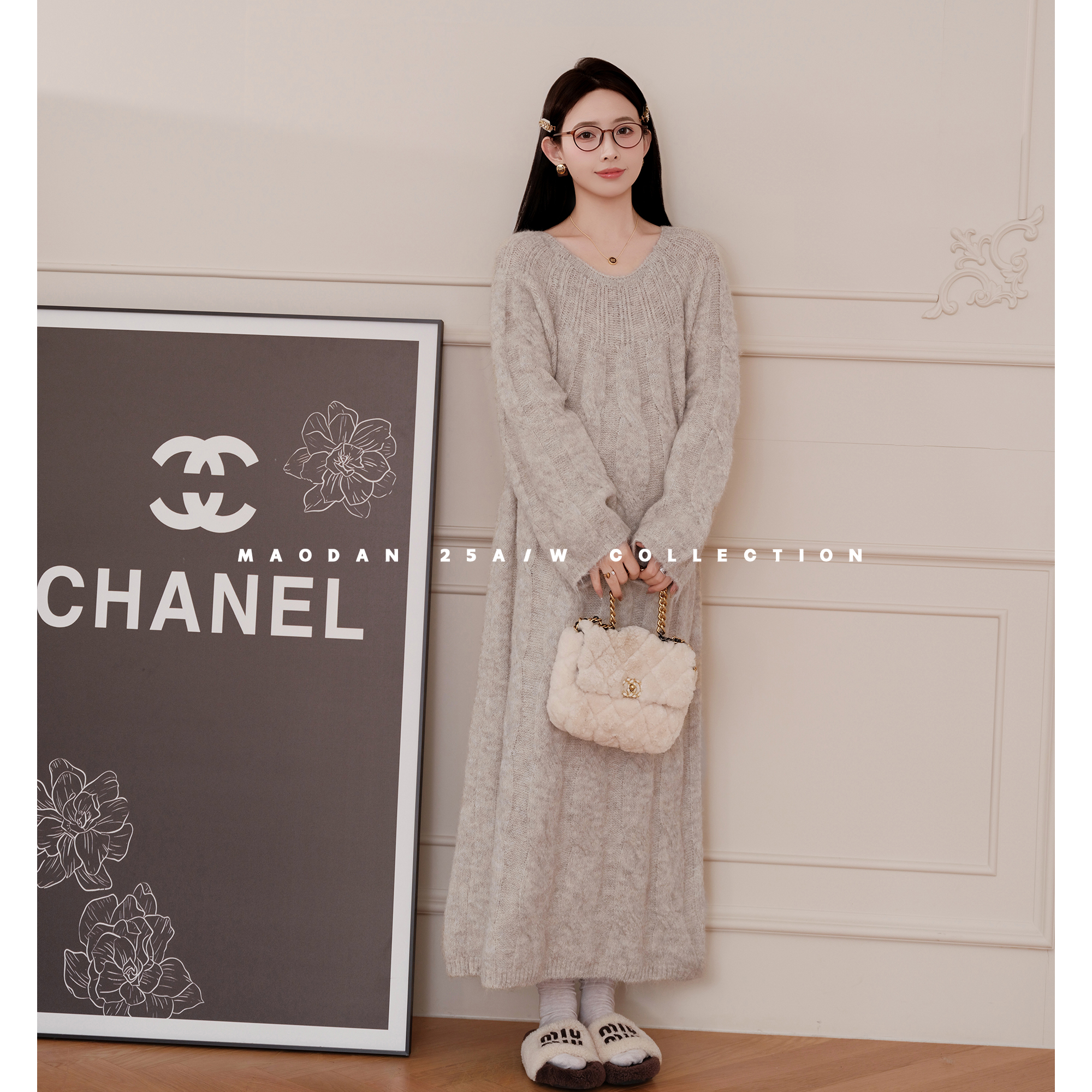 猫单【缪斯序曲】【羊毛】娜娜的孕期穿搭孕妇装秋冬中长款毛衣裙