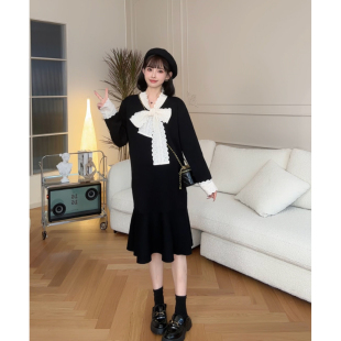 赫拉千金 洋气秋冬款 娜娜 时尚 百搭针织连衣裙 孕期穿搭孕妇装