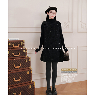 猫单【黑曜星石】【羊毛】娜娜的孕期穿搭孕妇装冬季新时尚背心裙