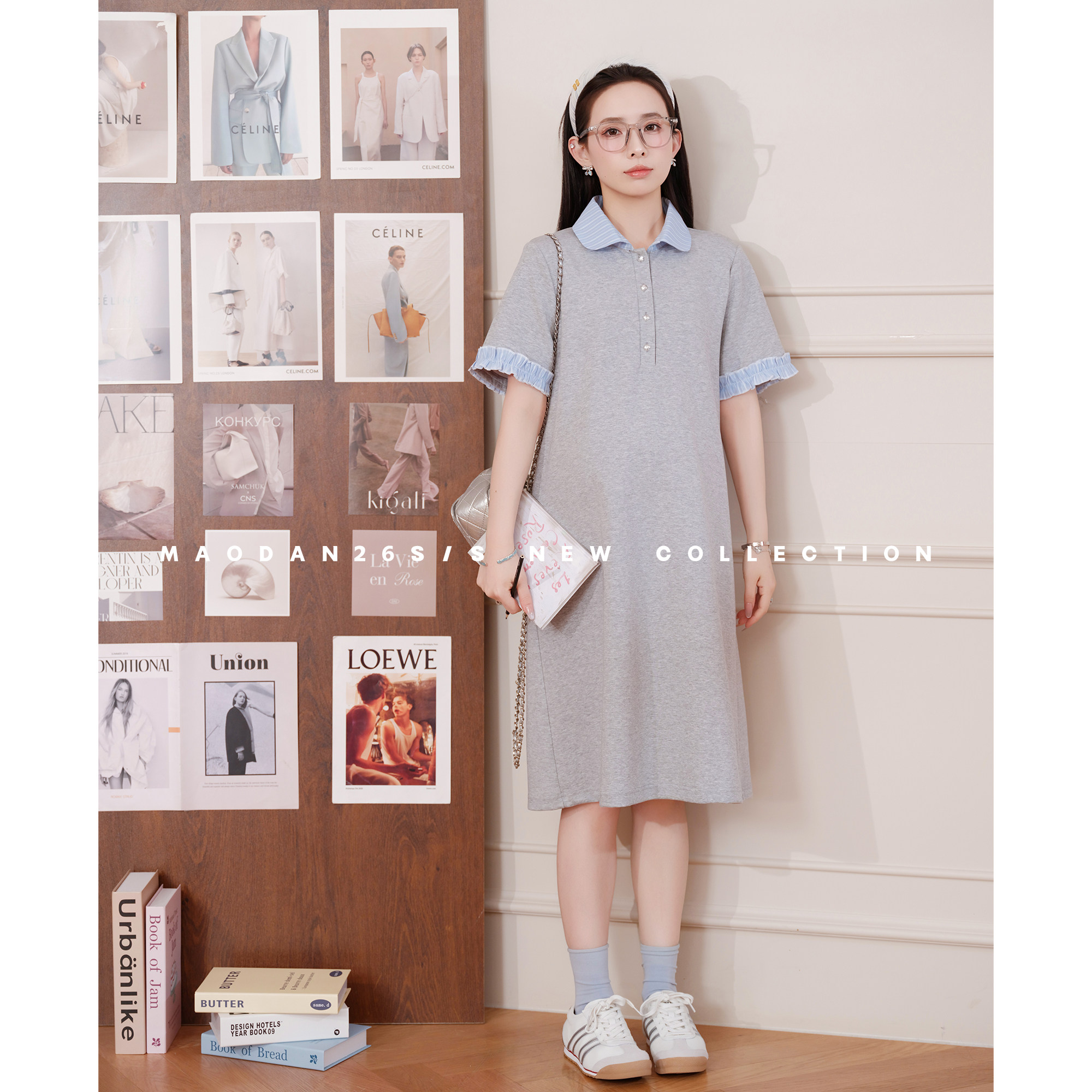 猫单【晴空学妹】【棉】孕妇装春装新品洋气时尚可哺乳洋气连衣裙