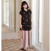 孕期穿搭孕妇装 娜娜 夏季 可哺乳新中式 猫单 半裙套装 花颂紫蝶