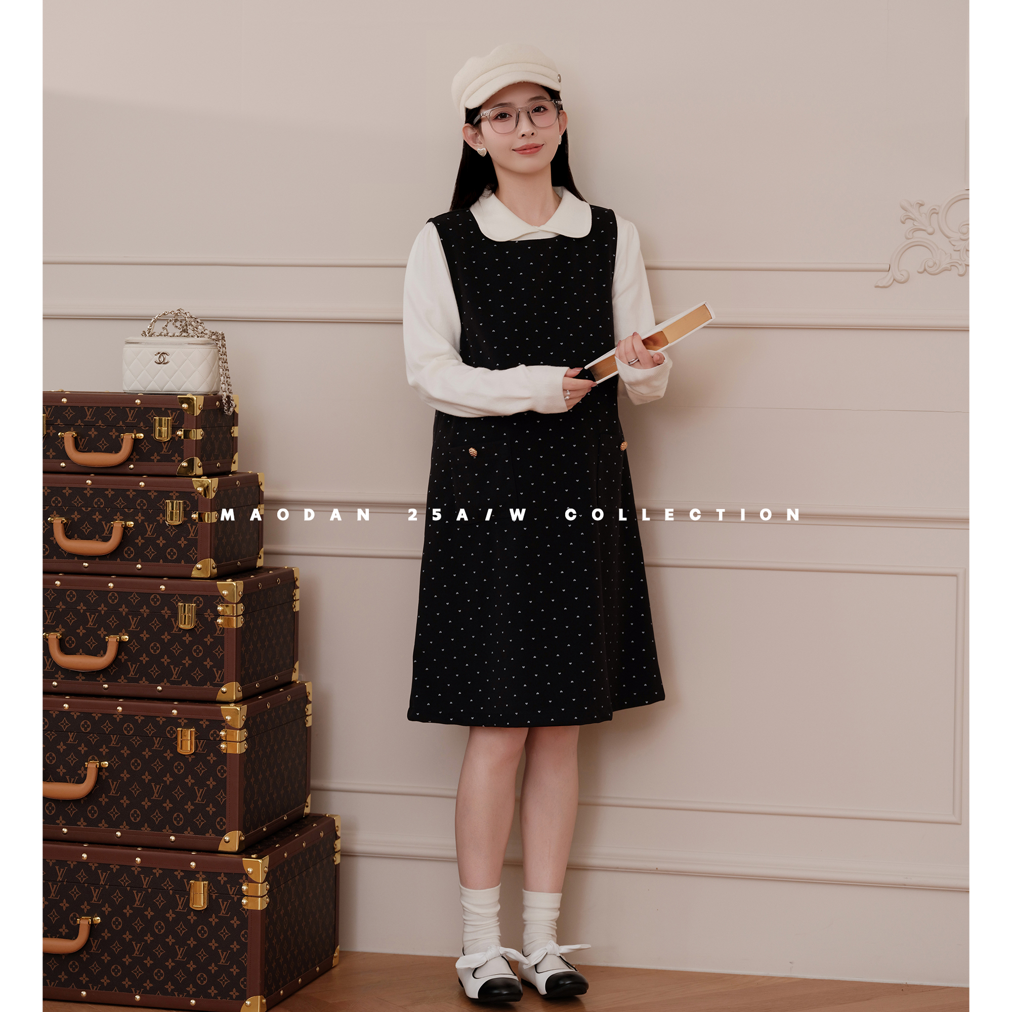 猫单【安妮日记】娜娜的孕期穿搭孕妇装秋冬气质千金风背心裙套装