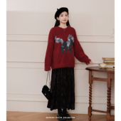 嘉马流光 冬季 羊毛 猫单 娜娜 孕期穿搭孕妇装 丝绒半裙套装