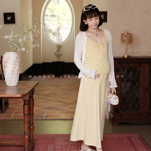 猫单【夏之柠檬】娜娜的孕期穿搭孕妇装连衣裙夏季长款碎花裙套装