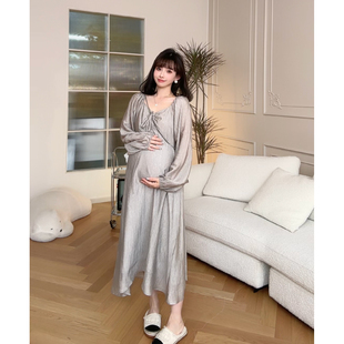【灰褐山茶】娜娜的孕期穿搭孕妇装连衣裙2025春夏新款气质薄款