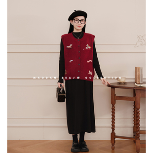 猫单【童话小马】娜娜的孕期穿搭孕妇装冬季新品休闲气质马甲裙子