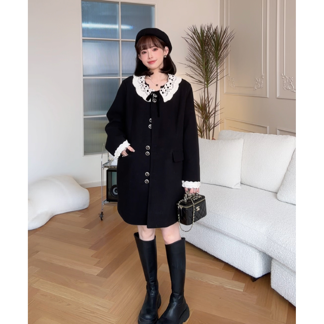 娜娜的孕期穿搭小香外套加厚冬季