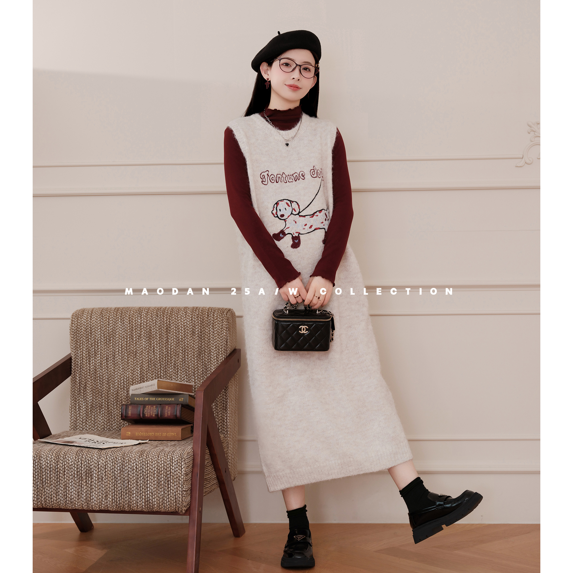 猫单【樱桃汪汪】【羊毛】娜娜的孕期穿搭孕妇装秋冬新背心裙套装