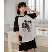 孕期穿搭孕妇装 短袖 夏季 猫单 套装 娜娜 托腹孕妇裤 黑喵星球