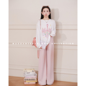 长袖 孕妇装 套装 长裤 打底衫 少女甜美时尚 新品 春装 樱花灯塔 猫单