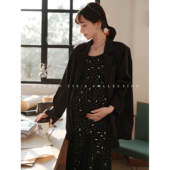 孕期穿搭孕妇装 娜娜 长袖 春装 黑色休闲 外套2026新款 黑玫杜桑