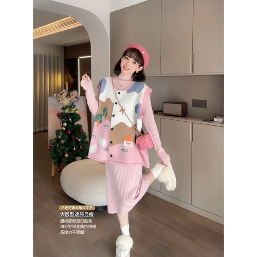 娜娜的孕期穿搭马甲连衣裙春装
