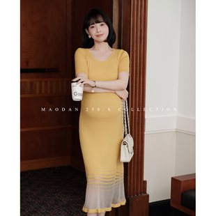 冰丝裙子修身 猫单 孕期穿搭孕妇连衣裙夏季 娜娜 长裙 罗琳小姐