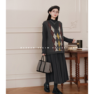 苏格兰雾 新品 娜娜 冬季 气质半身裙三件套 孕期穿搭孕妇装 猫单