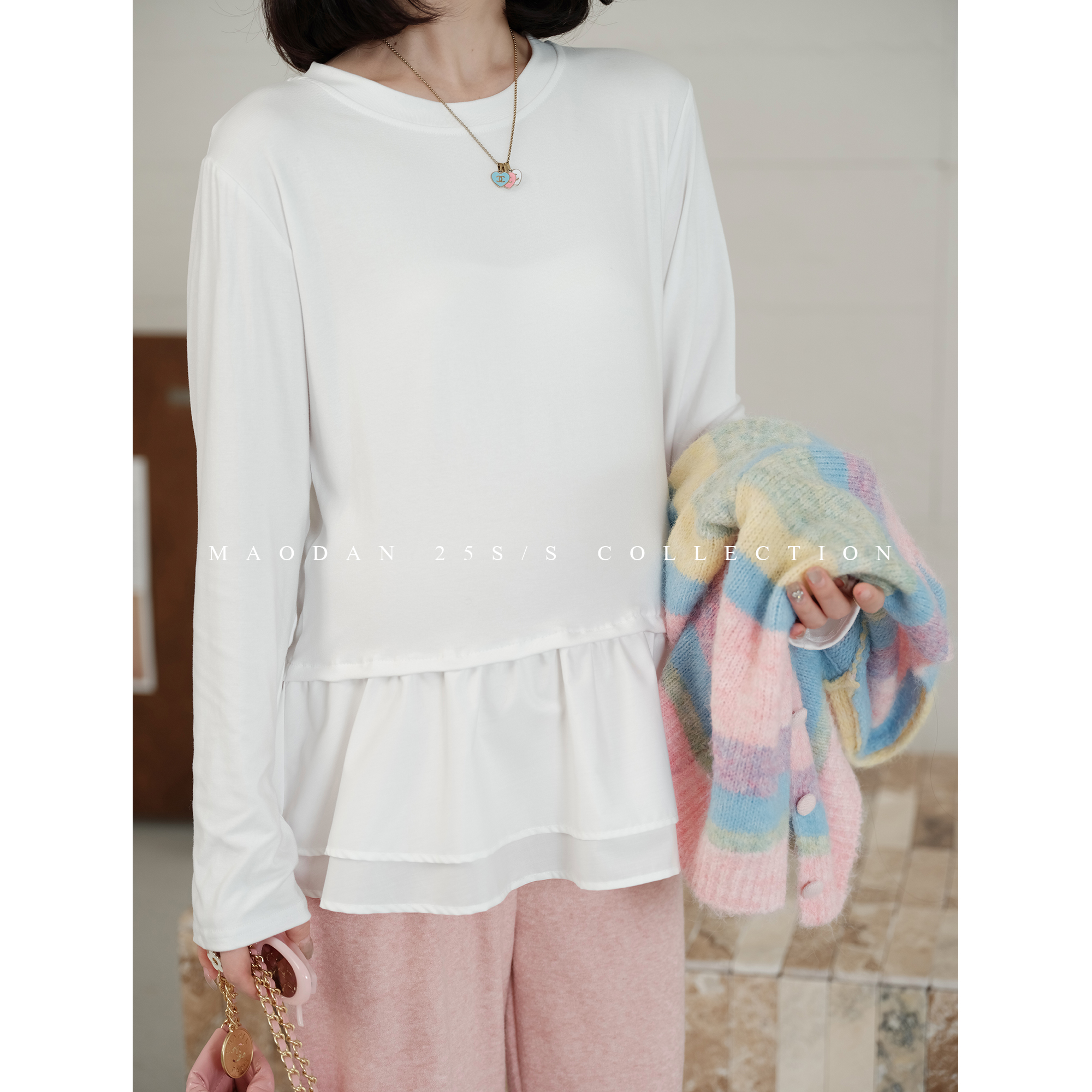 猫单纯色打底T恤2025新款孕妇装