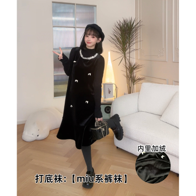 娜娜的孕期穿搭加绒厚款裙两件套