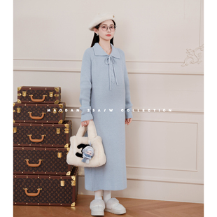 猫单【蓝漫情书】娜娜的孕期穿搭孕妇装冬季新温柔休闲气质连衣裙