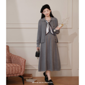 孕期穿搭孕妇套装 娜娜 秋季 新品 翻领背心裙 猫单 时尚 秋日巴萨