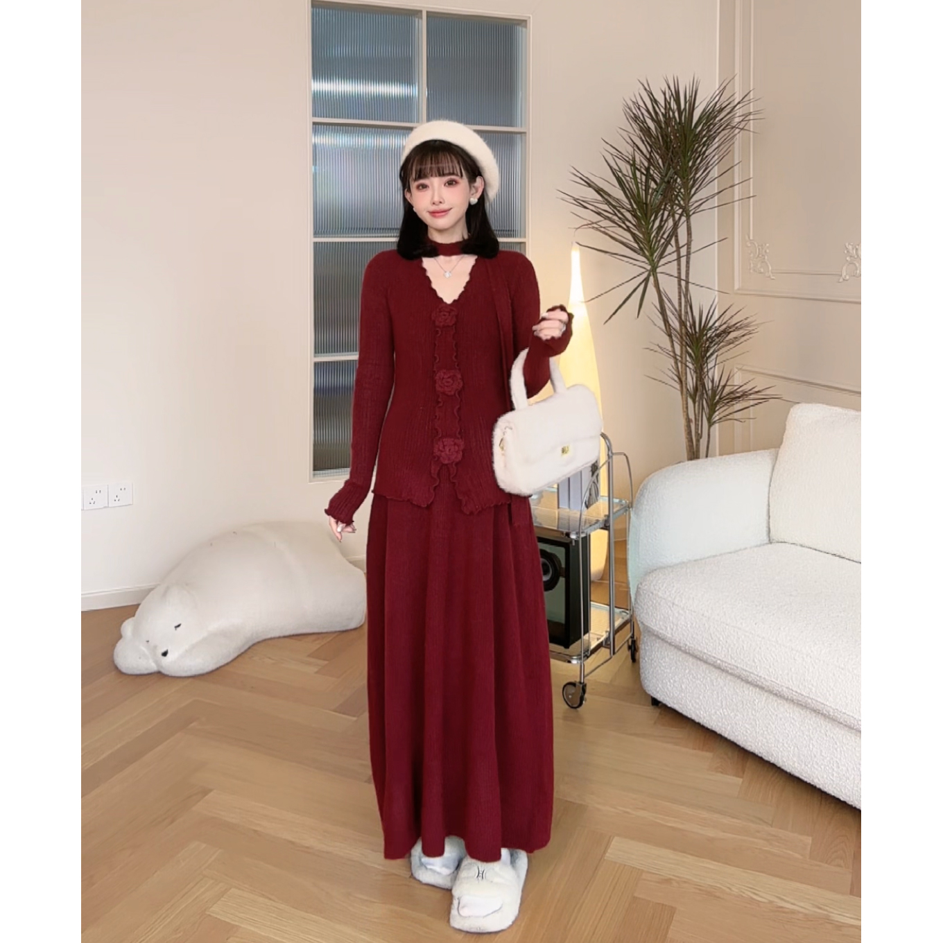 娜娜的孕期穿搭长袖半裙两件套