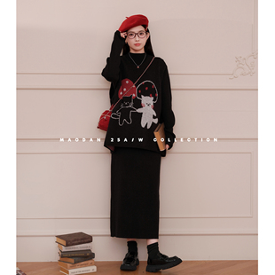 猫单【米谷小猫】娜娜的孕期穿搭孕妇装秋冬新马甲连衣裙两件套装