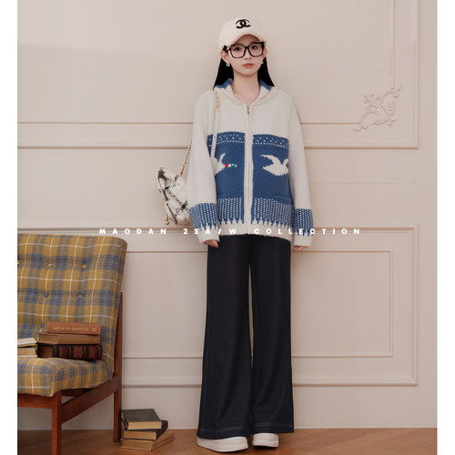 猫单【盐茶半岛】【羊毛】娜娜的孕期穿搭孕妇装秋冬牛仔长裤套装