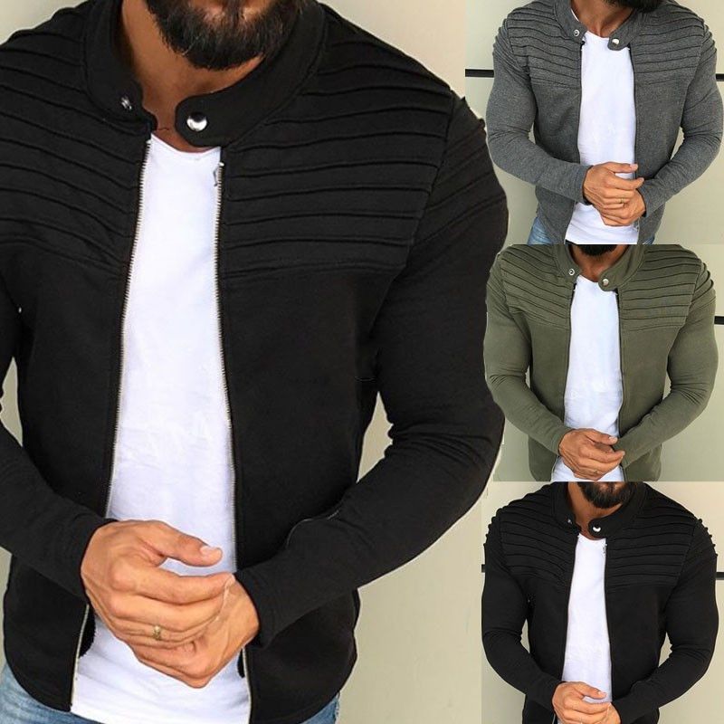 European and American men's plain striped patchwork hoodie