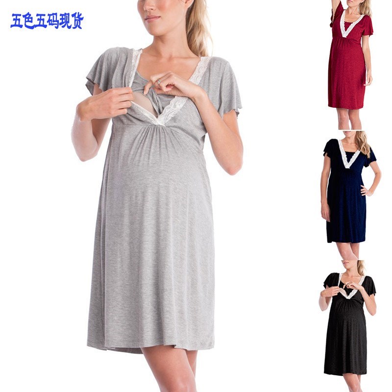Multi-function mother breastfeeding dress fashion lace