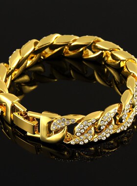 Bracelet Hip hop Jewelry Gold Silver Chain Bracelet 嘻哈手链