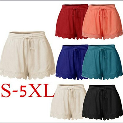 Women's Shorts Fitted Scallop Hem Crochet Mini Hot Pants