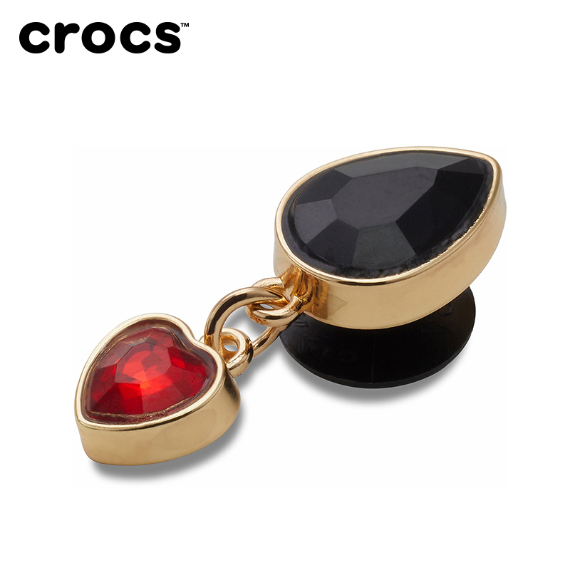 Crocs卡骆驰配饰智必星洞洞鞋花 质感潮流红宝石爱心吊坠