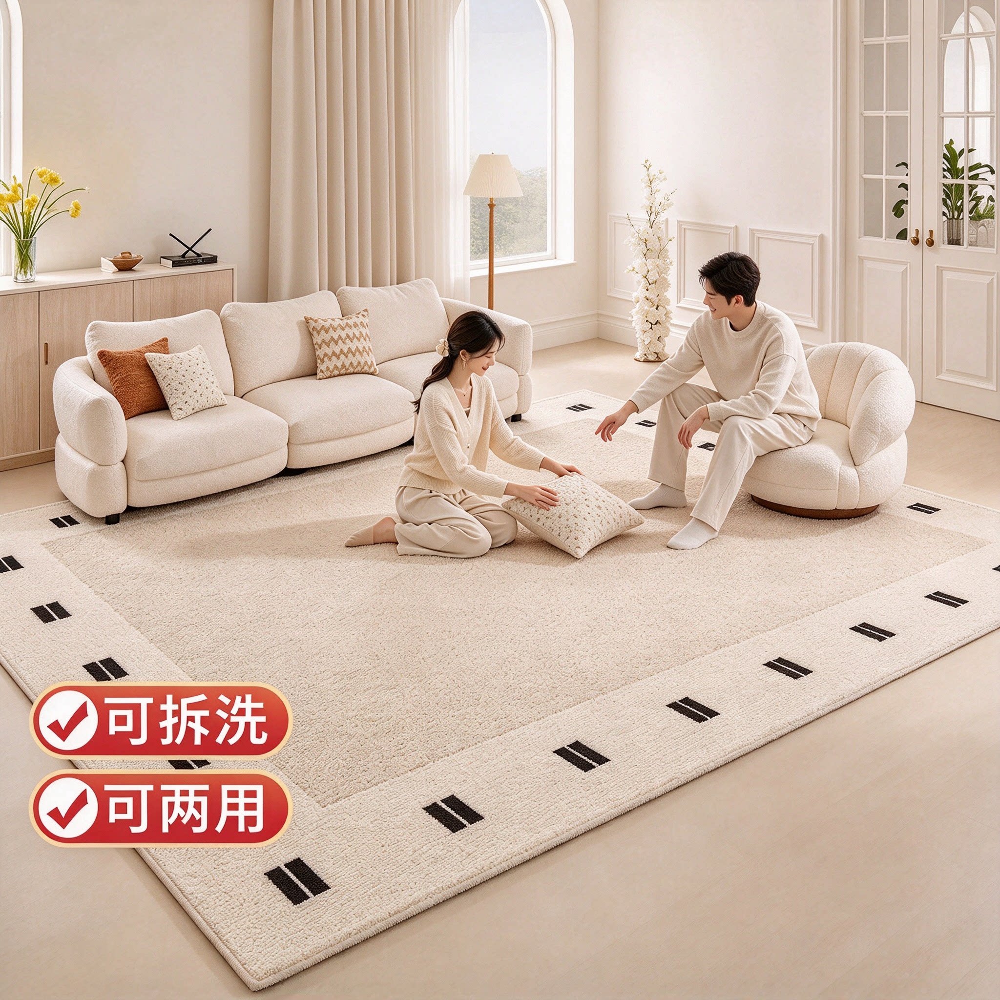 可两用+可拆洗】荣事达加热地毯