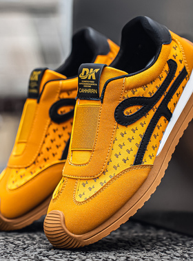 一脚蹬阿甘男鞋2026新款春季透气运动休闲板鞋懒人无鞋带黄色潮鞋