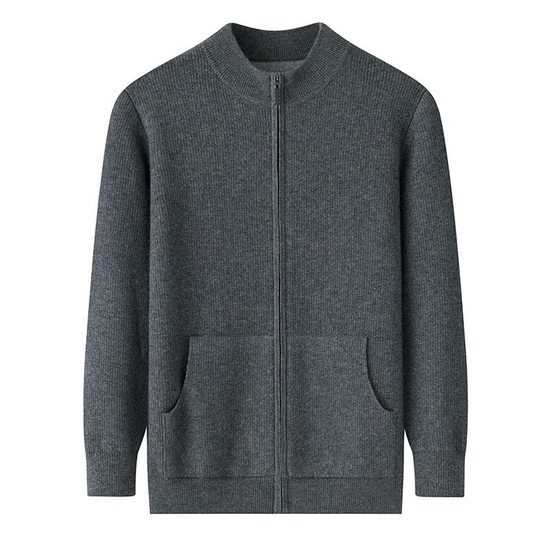 100%纯山羊绒衫立领开衫