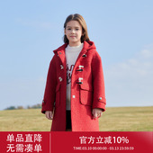 女童大衣儿童2026新款 加厚红色外套 春秋高级感毛呢女大童洋气冬季