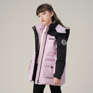 女童羽绒服女大童冬装白鸭绒加厚女款童装中长款女孩短款冬季外套