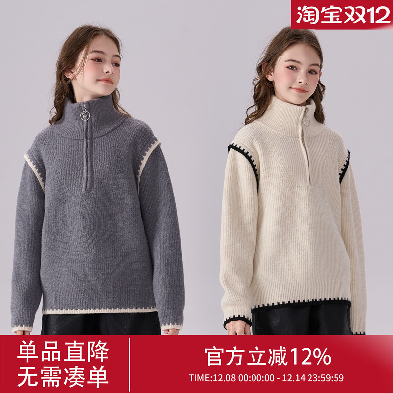 女童ins风针织毛衣上衣