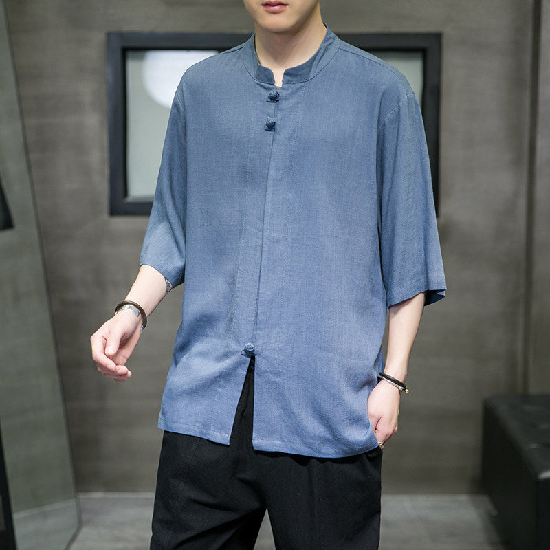 风t恤半袖盘扣休闲纯色潮流夏季T016-P60,男装T恤,星座815-1（原A203A）