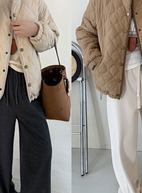 25秋冬新款休闲立领双面穿棉服夹克复古菱格绗缝夹棉短外套25633