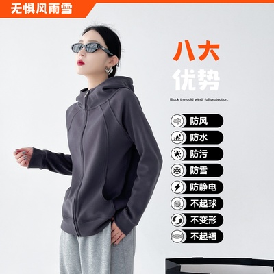 美式复古连帽卫衣女秋冬加绒设计感正肩显瘦休闲运动小个子开衫