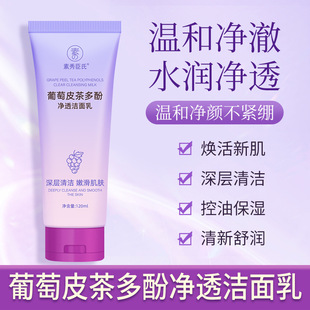 细腻深层清洁 厂价 素秀臣氏葡萄皮茶多酚净透洁面乳补水保湿