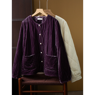 高端填充100%桑蚕丝丝绒棉服外套女国风真丝加厚保暖棉衣2025年冬