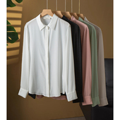 衬衫 丝艺 真丝双绉长袖 女春100%桑蚕丝纯色亚光OL风通勤宽松上衣