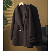 亏清苏力羊驼毛绵羊毛双面呢大衣女中长款 气质加厚保暖毛呢外套冬