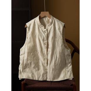 高端 95波兰进口科鲁达白鹅绒羽绒马甲女新中式轻薄鹅绒服外套冬