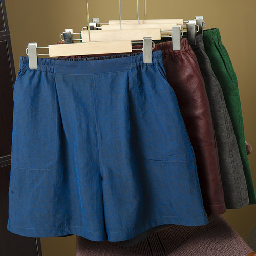 丝艺 双面穿老龟龟裂纹香云纱花苞腰100%桑蚕丝真丝宽松短裤女夏