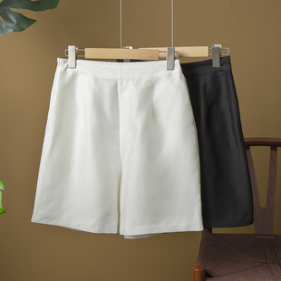 丝艺 里料双绉真丝双宫气质白色短裤百慕大五分裤100%桑蚕丝法式