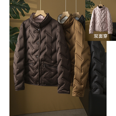高端95白鹅绒 双面穿进口科鲁达羽绒服压胶鹅绒服保暖外套2025冬