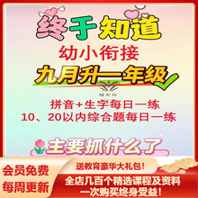 新幼升小幼小衔接九月升一年级语文拼音生字数学10以内20以内综合题每日一练电子版可打印一线名师整理