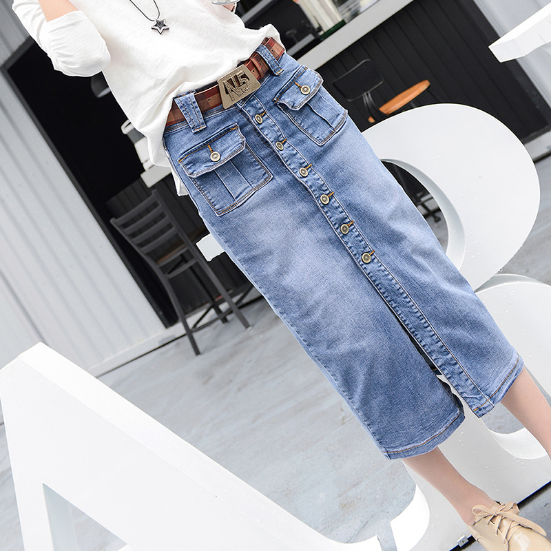 European goods Denim skirt skirt 2019 Spring new pattern Paige Mid length version Before the split ends Package hip Step skirtin the Women's clothing/Boutique , Skirts  category - from Buy2taobao.com to provide professional Taobao agent buy service