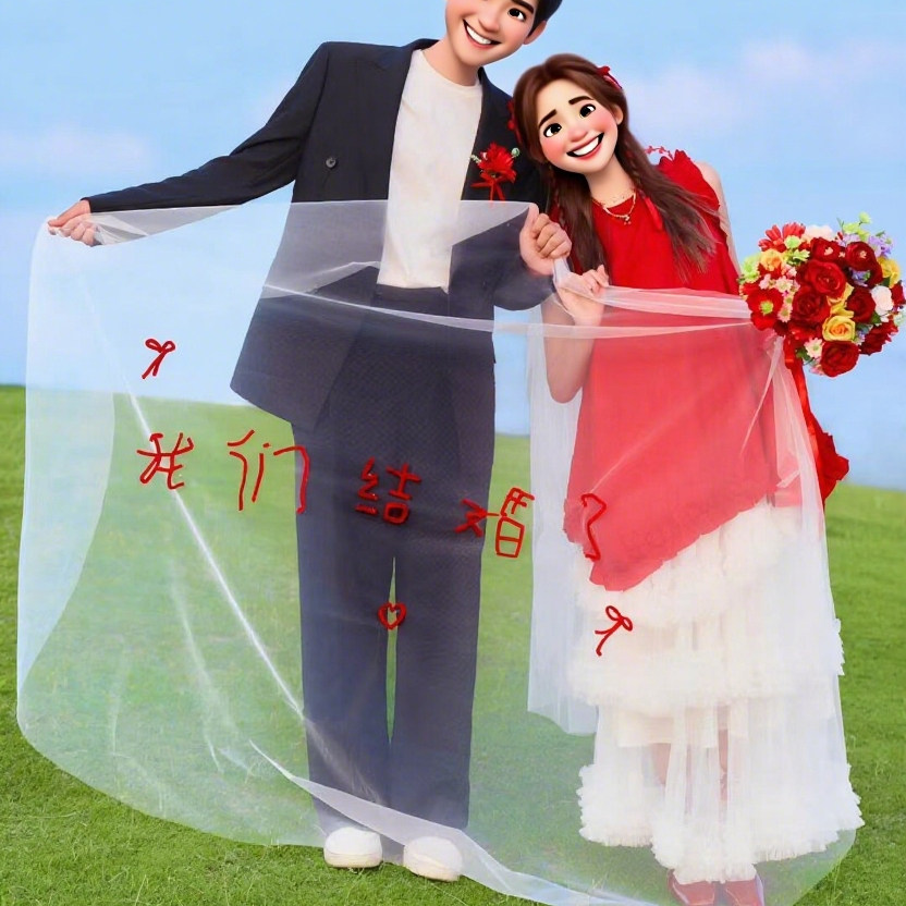 领证头纱拍照道具结婚登记头饰